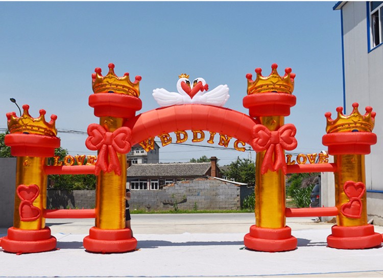 龙湖镇红色婚庆气模拱门